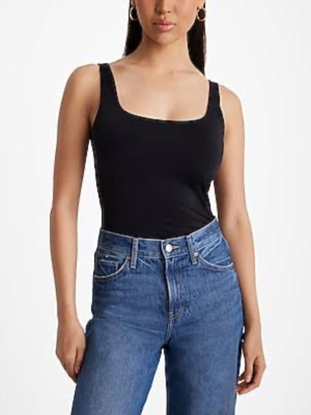 Express Square Neck Tank Top - Black